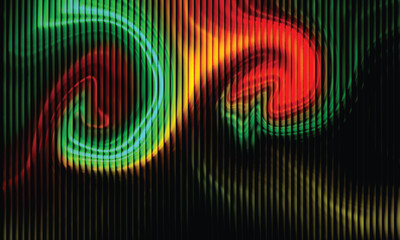 Fiery Color Swirl Abstract with Red and Green Energy Lines