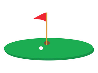 Golf Course with Flag and Golf Ball
