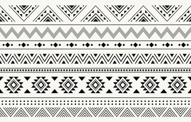 Ethnic tribal  black and white native american  bohemian stripe background. Seamless tribal pattern, folk embroidery,  geometric  ornament. Traditional design for fabric, textile,  rug,  carpet

