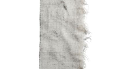 Texture Rich Fabric Close Up of Ripped Canvas Material Detail with a Delicate Frayed Edge on transparent background