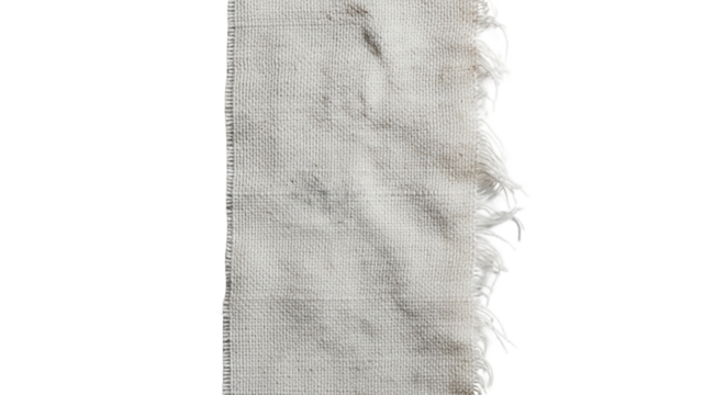Texture Rich Fabric Close Up of Ripped Canvas Material Detail with a Delicate Frayed Edge on transparent background