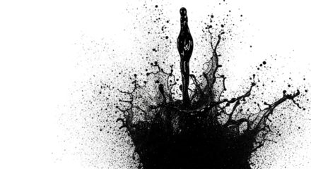 Liquid Art Abstract Splash in Black and White Creative Ink Droplet Modern Dark Photo on transparent background