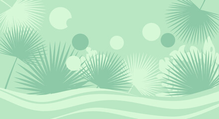 Obraz premium Serene botanical landscape illustration with flowing patterns and simple shapes and light shades