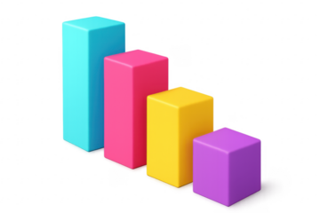 3D colorful bar chart showing business data analysis decline