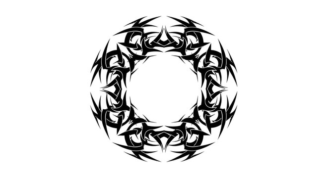 Circular tribal pattern design radiating a sense of raw energy and abstract aesthetic appeal