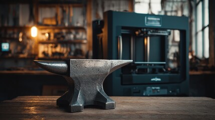 Close-Up View of a Metal Anvil in a Workshop Setting