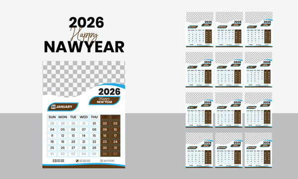 Calander 2026 Happy Newyear Template Design