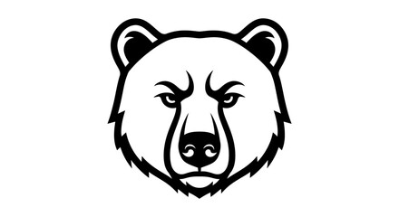 Stylized bear head illustration with strong lines in black and white for creative usage