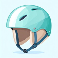 Cartoon-style illustration of a teal-colored protective sports helmet