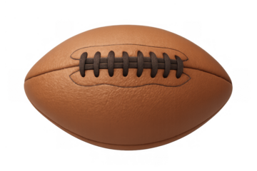 American football, a brown oval-shaped ball with laces, representing competition, sport, and championship games