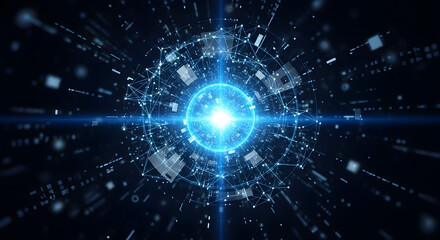 Futuristic Digital Network Data Flow, Connectivity and Quantum Tunnel