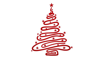 Red Christmas Tree Holiday Celebration Ornament Decoration Xmas Seasonal Vector Art Background on transparent background