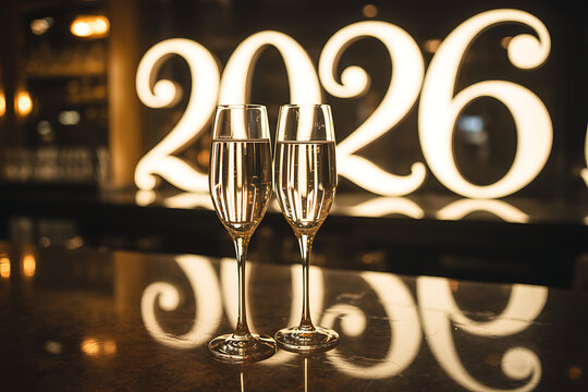 Celebrate 2026 with elegant champagne flutes, perfect for new year's eve, corporate events, or milestone achievements, creating a festive atmosphere