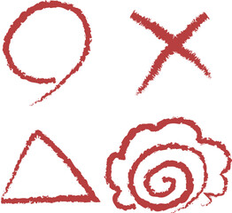 手書き風はなまる・まる・ばつ・三角マークセット（採点・評価・赤ペン）