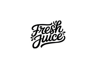 Fresh Juice Handwritten Text Lettering Vector Illustration in Black on White Background-EPS