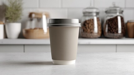 Simple Coffee Cup on Kitchen Counter with Stylish Background
