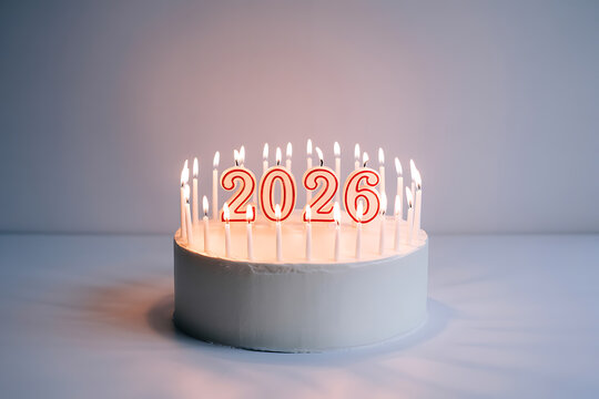 Celebrate 2026 with a delicious cake adorned with glowing candles, perfect for new year's festivities, milestone birthdays, or special anniversary