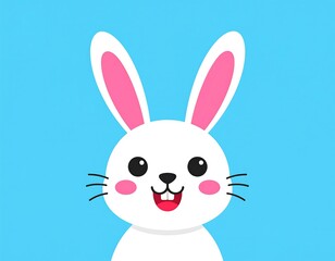 Cartoon-style bunny with big eyes, pink ears, and blushing cheeks