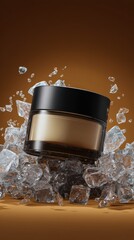 Luxurious Facial Cream on Ice with Dynamic Splash Effect