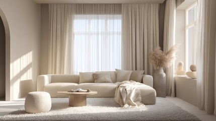 Cozy modern living room with natural light and minimalist decor