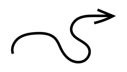 Collection of Hand-Drawn Arrow Icons. Abstract Grunge Scribble, Chalk Texture, and Brush Stroke Lines in Curved Up and Down Directions. Vector Illustration