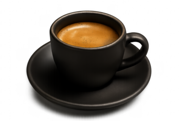 Espresso coffee with crema in black cup