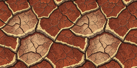 A detailed, textured pattern of cracked earth in warm brown tones, conveying a sense of drought and arid conditions.