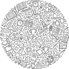 Educational and Creative Icons A Doodled Collection of Learning and Arts