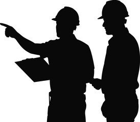 Construction workers, teamwork, engineering, industrial site, safety gear, hard hats, planning, supervision, collaboration, infrastructure, project management, silhouette, professionals,