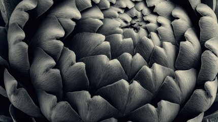 Obraz premium Close-up View of a Beautifully Detailed Artichoke Showcasing Its Intricate Layers and Textures in Black and White