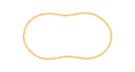 Groovy crayon outline forms a wavy shape frame with retro cartoon graphic style. Vibrant squiggle border and hand drawn edge provide a unique chalk graphic, ideal for creative y2k background.