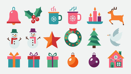 Colorful Christmas Holiday Gift Flat Vector Collection