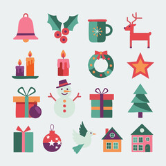 Festive Christmas Decoration Holiday Vector Icon Pack