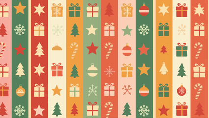 Christmas Seamless Pattern Holiday Gift Wrapping Design