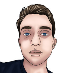 Portrait of a Young Man with Blue Eyes and Neutral Expression