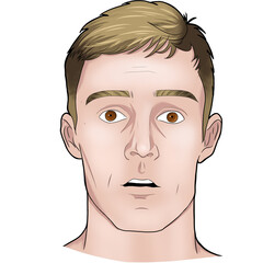 Portrait of a Surprised Young Man with Brown Eyes