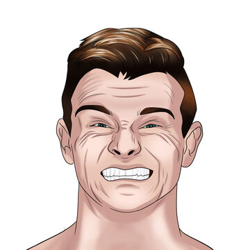 Tense Gritting Teeth Face &ndash; Awkward Cringe Meme Expression Art