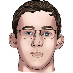 Vector Portrait of a Young Man with Glasses