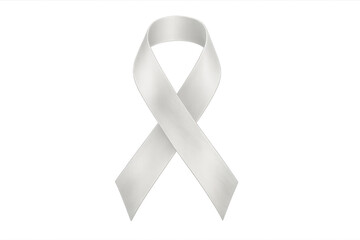 White awareness ribbon symbolizing support for peace, violence against women prevention, lung cancer, and bone disease, transparent background