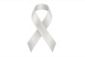 White awareness ribbon symbolizing support for peace, violence against women prevention, lung cancer, and bone disease, transparent background
