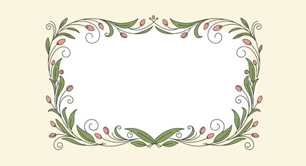 Elegant floral frame with gentle leaves and delicate buds for spring and wedding designs
