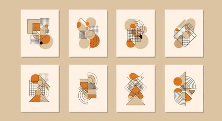 Elegant collection of abstract geometric art prints for modern interior decoration