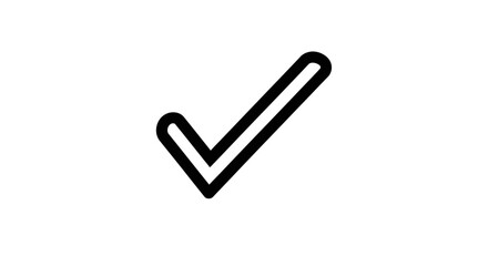 Simple Black Check Mark Icon with Rounded Edges.