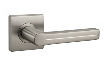 Stainless steel modern door handle on transparent background