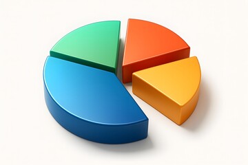 Obraz premium 3D Pie Chart Exploded View – Glossy Gradient Design on White