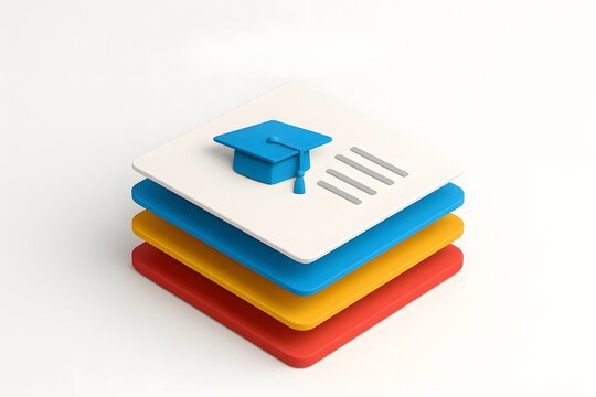 3D Layered Book-Style Infographic &ndash; Stacked Sheets on White Background