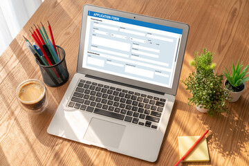 Fototapeta premium Online application form for modish registration on the internet website