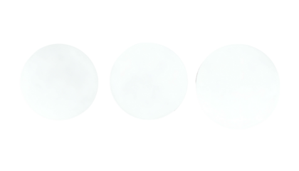 Three white, flat circles arranged horizontally against a black background. Each circle has a thin outline