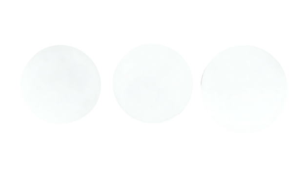Three white, flat circles arranged horizontally against a black background. Each circle has a thin outline