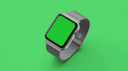 Showcase your app on a sleek smartwatch with a vibrant green screen ready for your content, perfect for tech demos and UI design presentations
